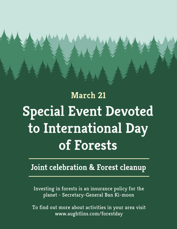 International Day of Forests Event Announcement Poster 8.5x11in Design Template