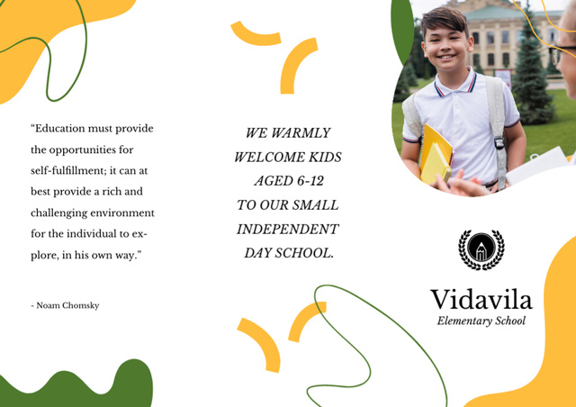 School Offer with Cute Boy Brochure Din Large Z-fold Modelo de Design