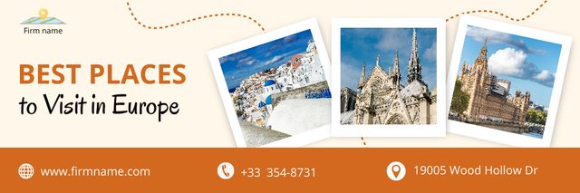 Template di design Travel Tour Offer with Best Places Email header