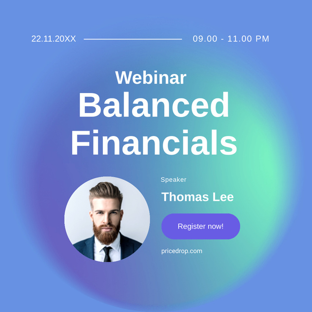 Financial Seminar Announcement with Businessman Instagram Design Template