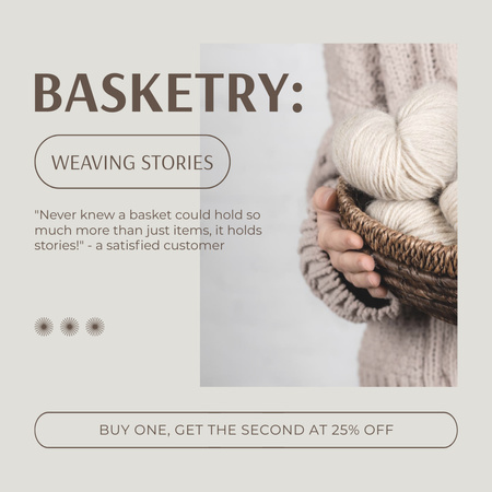 編み物用の毛糸バスケットを割引価格でご提供 Instagram ADデザインテンプレート
