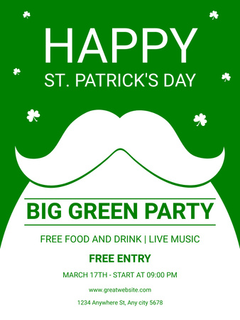Big Green St. Patrick's Day Party Poster USデザインテンプレート