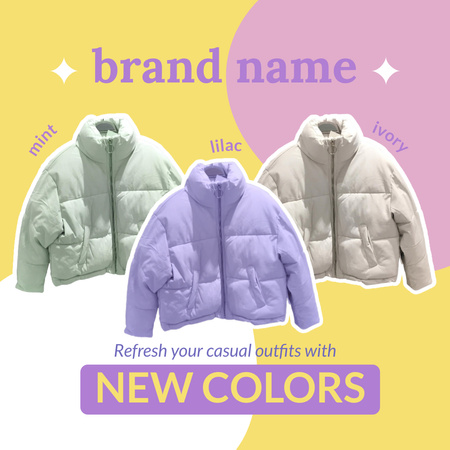 Designvorlage New Collection of Bright Down Jackets für Instagram