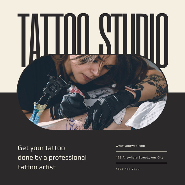 Plantilla de diseño de Professional Tattoo Studio Offer With Workflow Instagram 