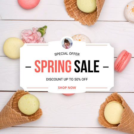 Modèle de visuel Annonce de la vente de printemps de desserts - Instagram
