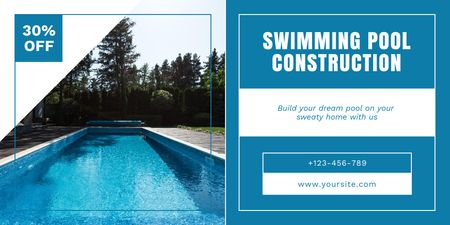Offer Discounts on Pool Construction Services Twitter Design Template