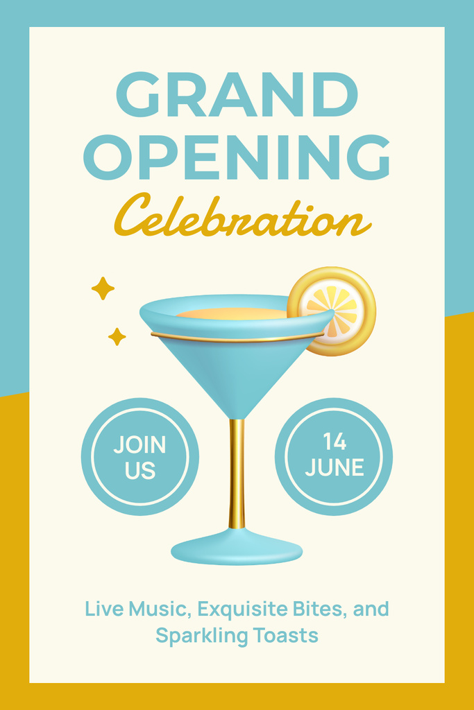 Modèle de visuel Grand Opening Celebration With Cocktail In June - Pinterest