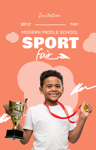 Sport Fair of Modern Middle School Invitation 4.6x7.2in Design Template