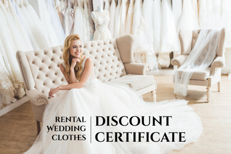 Bridal Shop Dresses Rental Gift Certificate Design Template