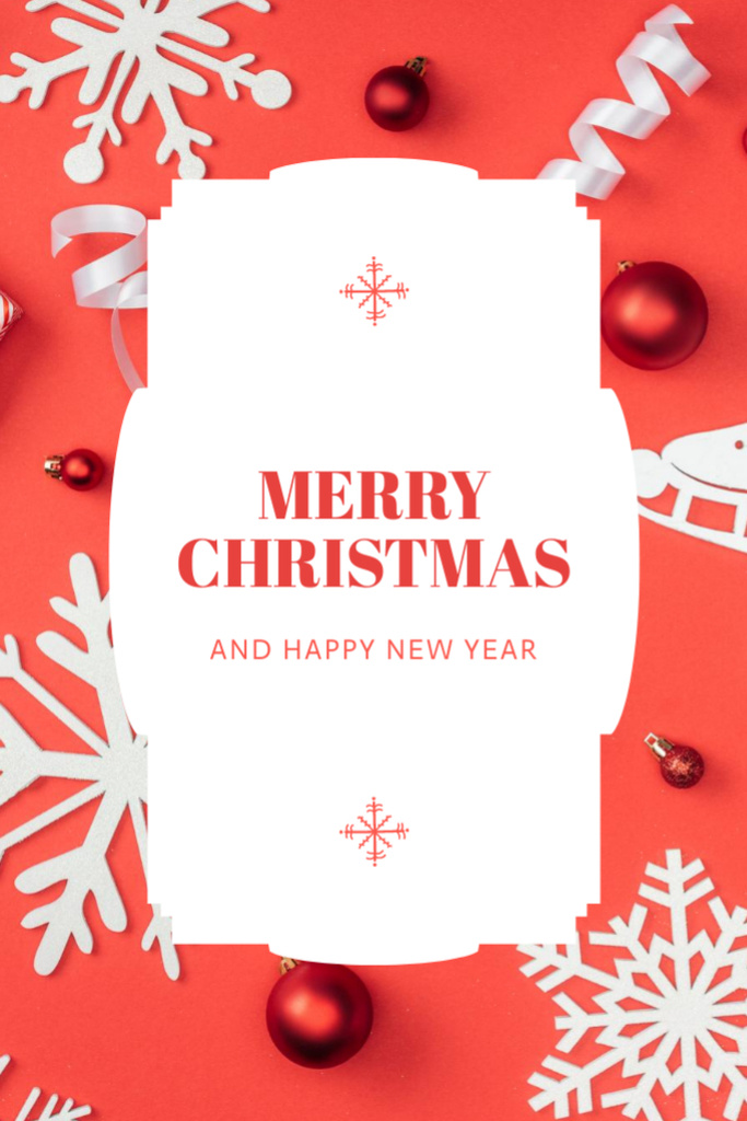 Merry Christmas And New Year Congratulations Postcard 4x6in Vertical Design Template
