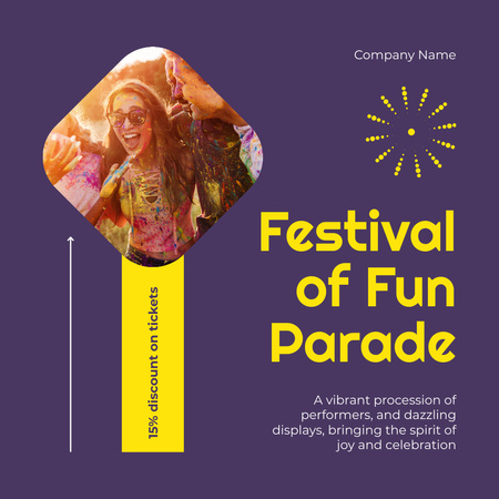 Ontwerpsjabloon van Instagram van Schitterend festival van leuke parade met korting op de pas