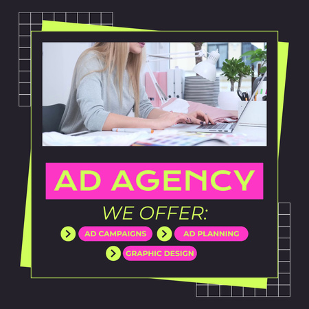 Impactful Ad Agency Services Offer In Black Animated Post – шаблон для дизайна