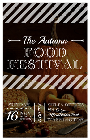 Autumn Food Festival With Pumpkin Invitation 5.5x8.5in Design Template