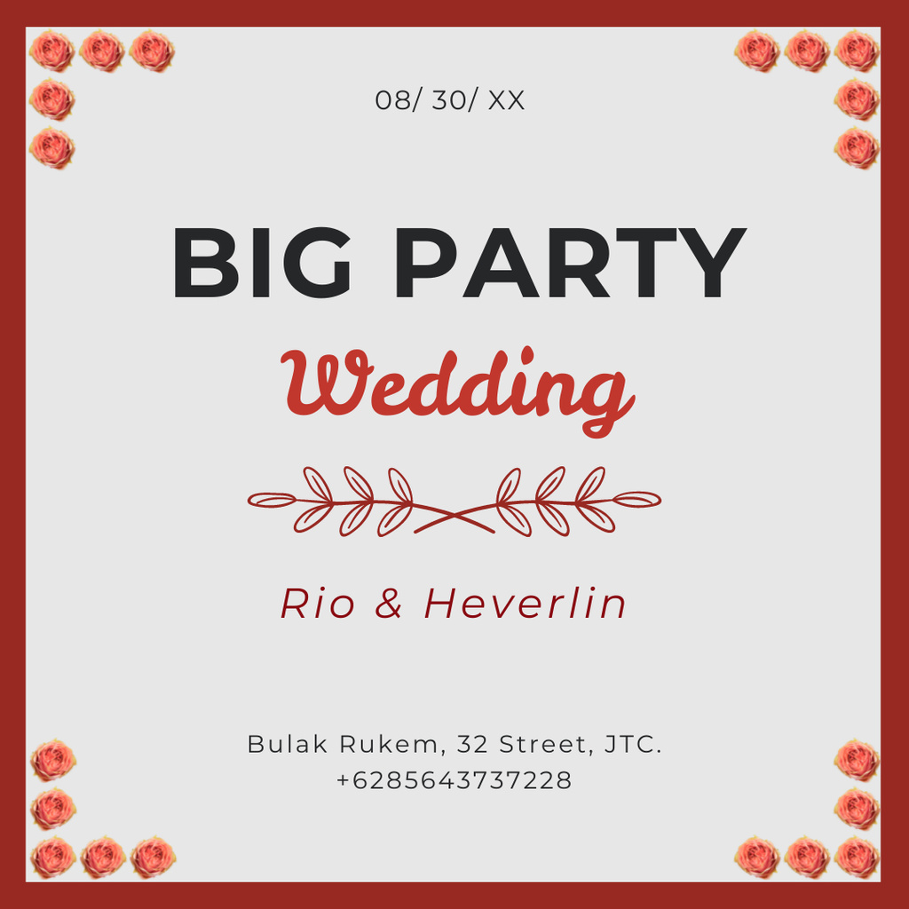 Wedding Party Invitation Instagram Design Template