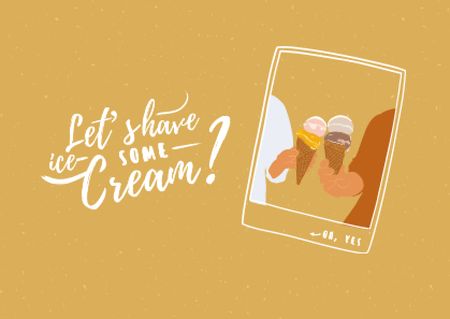 Ontwerpsjabloon van Card van People holding Delicious Ice Cream