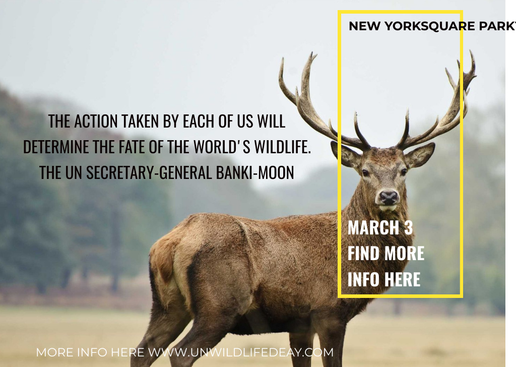 New York Square Park Ad with Deer Card Modelo de Design