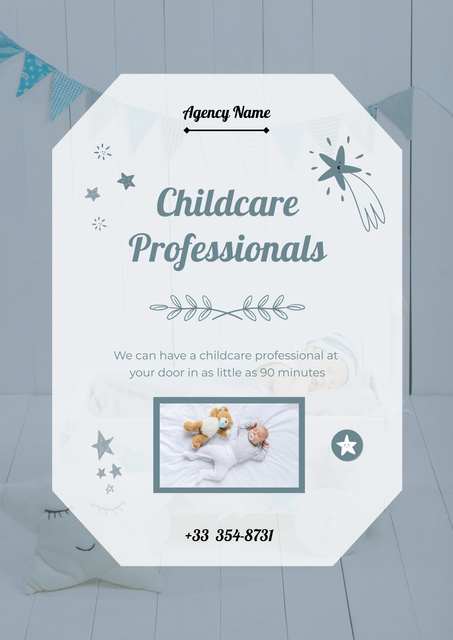 Babysitting Services for Newborn Kids Poster Design Template