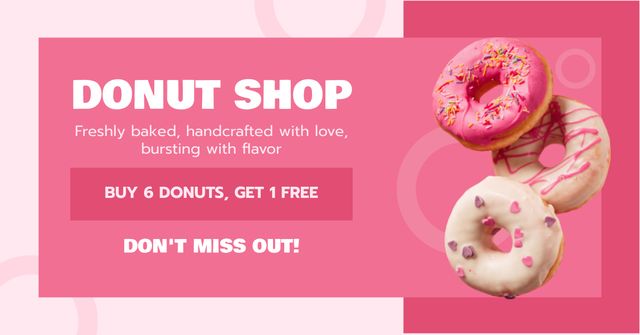 Doughnut Shop Ad with Creamy Donuts Facebook ADデザインテンプレート