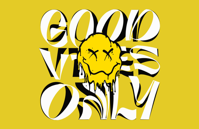 Special Case Use Good Vibes Yellow Business Card 85x55mm – шаблон для дизайна