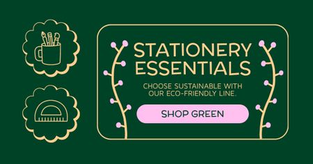Plantilla de diseño de Ahorros en productos ecológicos en papelería Facebook AD 
