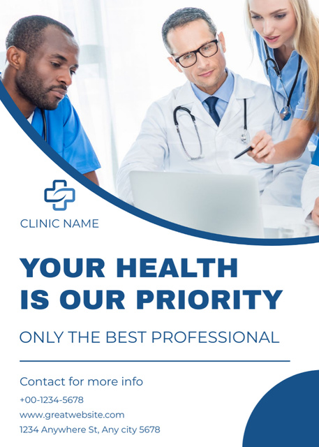 Team of Doctors working in Clinic Flayer Design Template