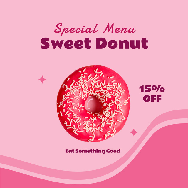 Ontwerpsjabloon van Instagram van Sweet Donut Discount Announcement