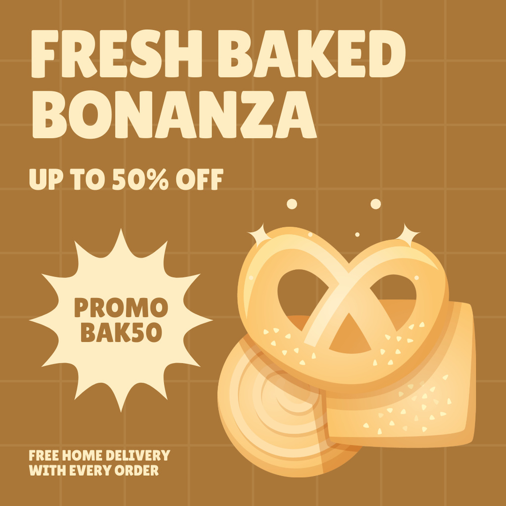 Fresh Baked Bonanza on Brown Instagram Tasarım Şablonu