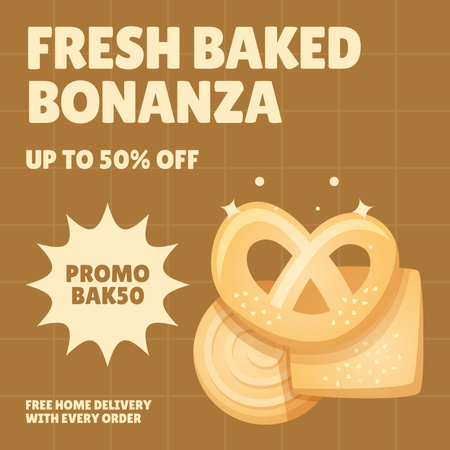 Fresh Baked Bonanza on Brown Instagram Design Template