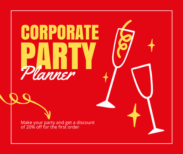 Corporate Party Planner Services on Red Facebook Design Template