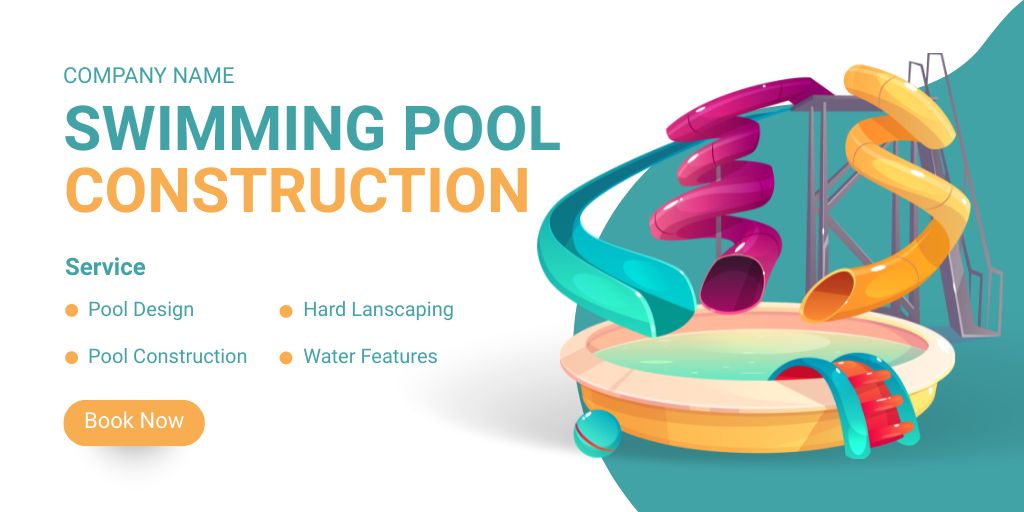 Aesthetic Swimming Pool Construction Service Offer Twitter Šablona návrhu