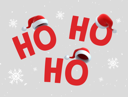 Ontwerpsjabloon van Postcard 4.2x5.5in van Christmas Cheers met Ho-Ho-Ho en kerstmutsen