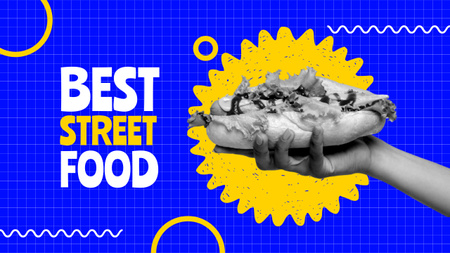 Szablon projektu Reklama Street Food z kanapką w ręku Youtube Thumbnail