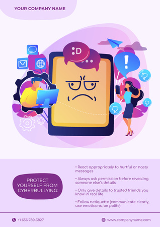 Awareness of Stop Cyberbullying Poster Modelo de Design
