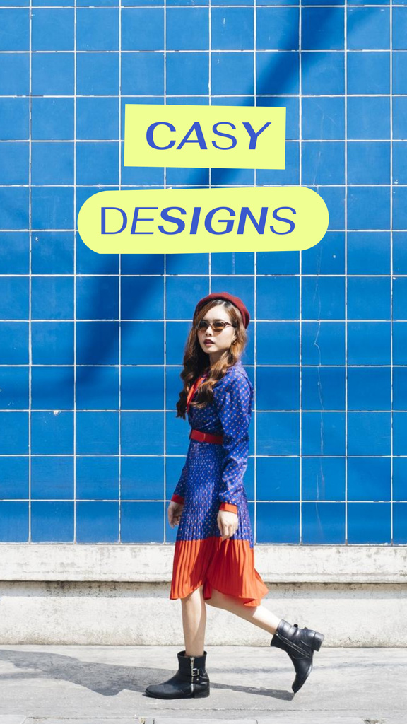 Young Woman in Stylish Fashion Look Instagram Storyデザインテンプレート