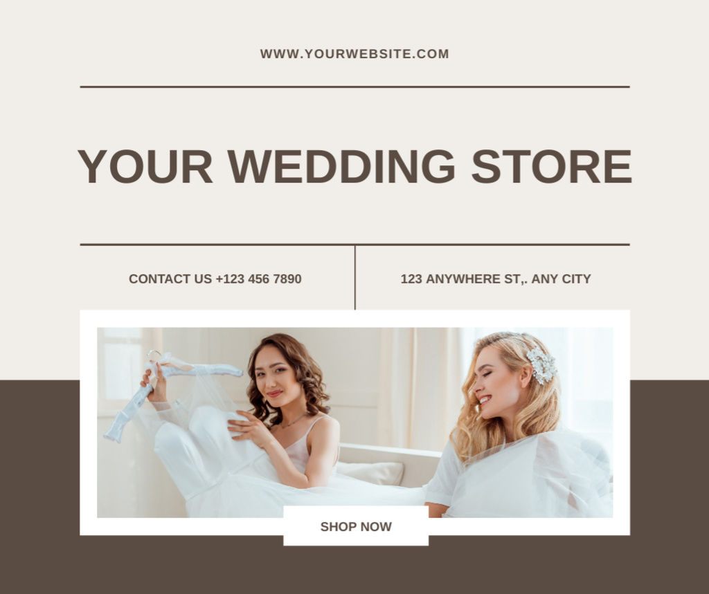 Ontwerpsjabloon van Facebook van Wedding Dress Atelier Ad with Beautiful Brides