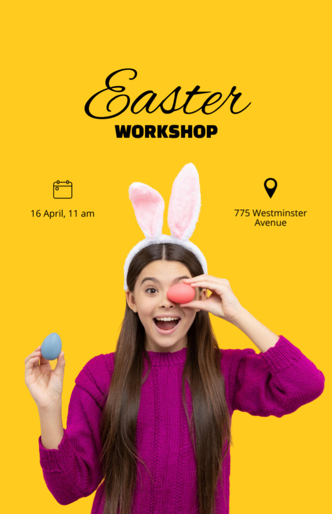 Entertaining Easter Craft Workshop With Painted Eggs Flyer 5.5x8.5in Šablona návrhu
