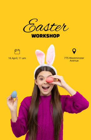 Entertaining Easter Craft Workshop With Painted Eggs Flyer 5.5x8.5in – шаблон для дизайна