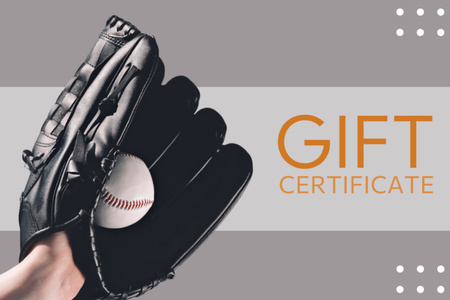 Baseball Items Discount Grey Gift Certificate Design Template