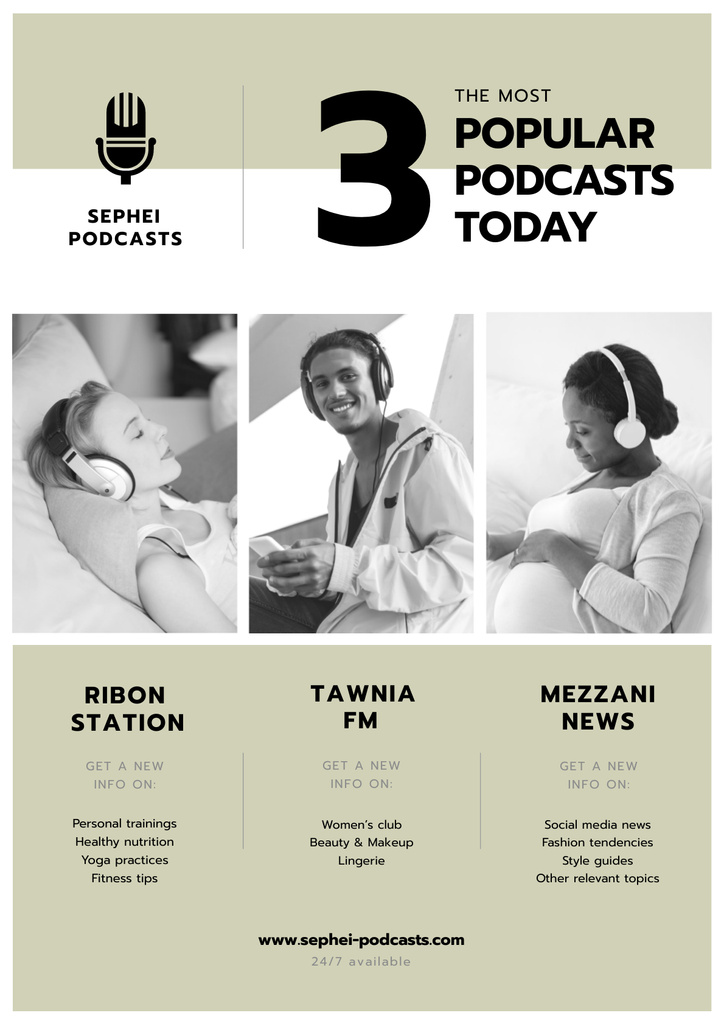 Ontwerpsjabloon van Poster van Popular Podcasts with Young Women
