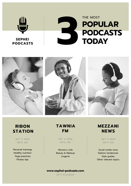 Popular podcasts with Young Women Poster tervezősablon