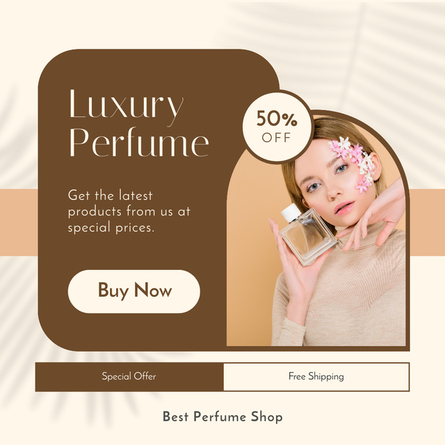 Luxury Perfume Offer with Floral Scent Instagram Design Template