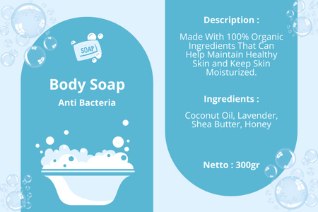 Modèle de visuel Offre de savon corporel antibactérien avec description - Label