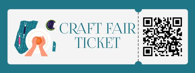 Craft Fair Announcement With Illustration Ticket Modelo de Design