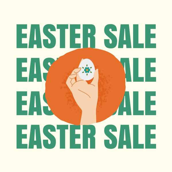 Easter Egg in Female Hand for Holiday Sale