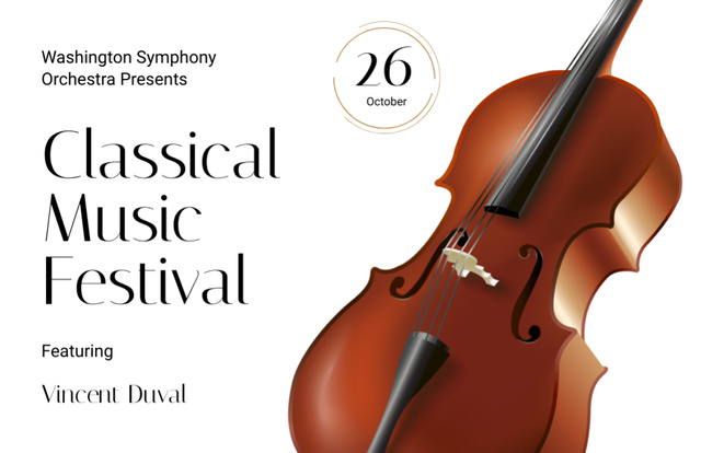 Classical Music Festival Violin Strings In October Flyer 5.5x8.5in Horizontal Design Template