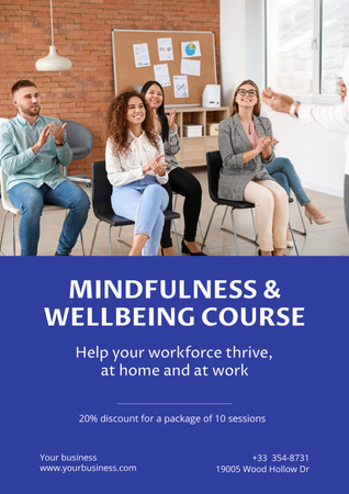 Mindfullness and Wellbeing Course Poster A3 Šablona návrhu