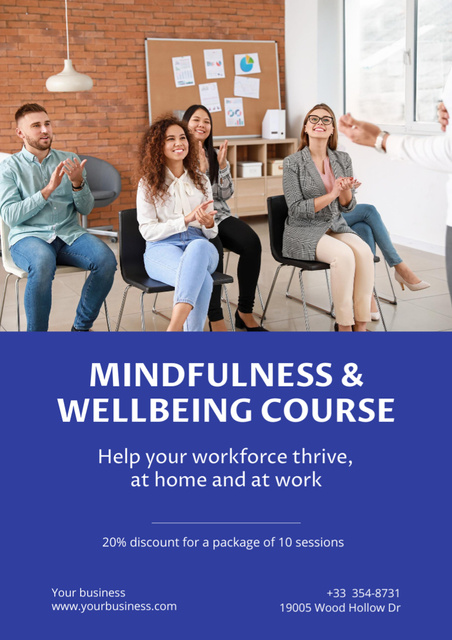 Ontwerpsjabloon van Poster A3 van Mindfullness and Wellbeing Course
