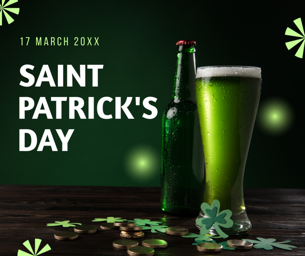 St. Patrick's Day Party with Beer Glass Facebook tervezősablon