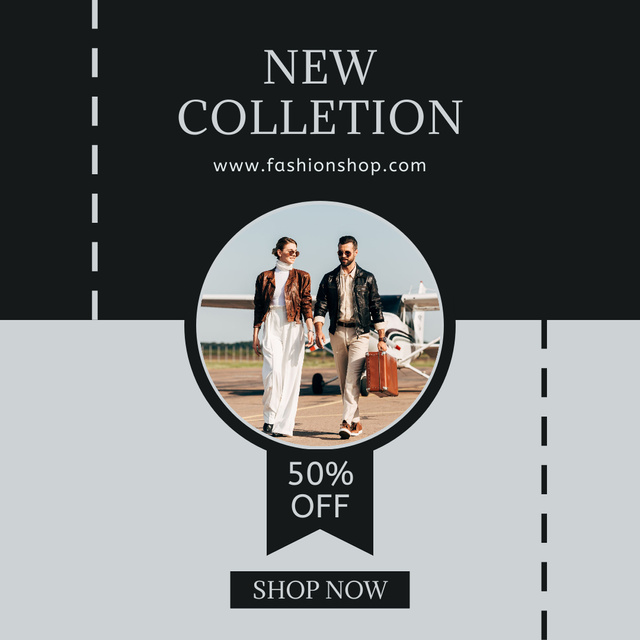 Template di design Ad of New Fashion Clothes At Half Price For Couples Instagram