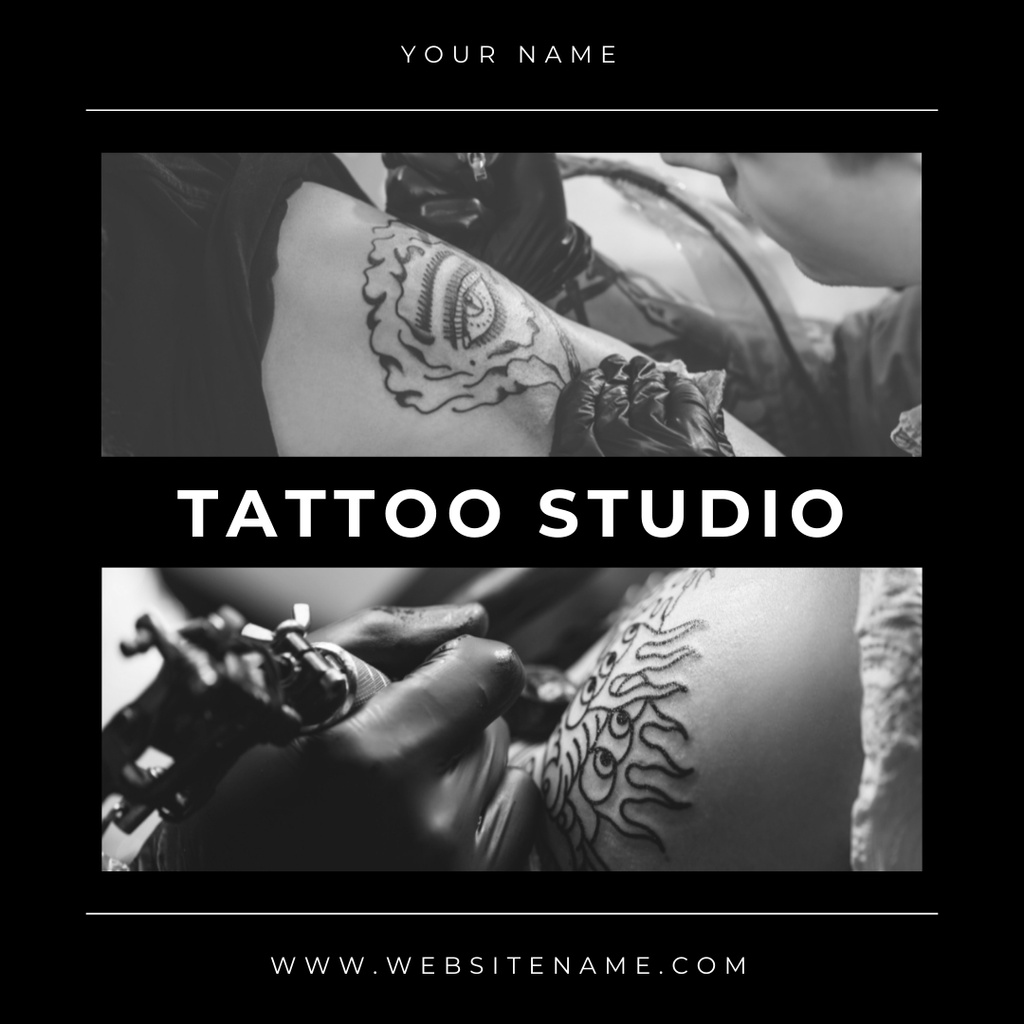 Designvorlage Skillful Tattoo Master Service In Studio Offer für Instagram